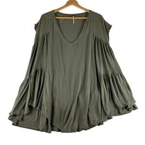Free People Top Tier Tunic Mossy Green Cotton Body SZ SM GUC💗